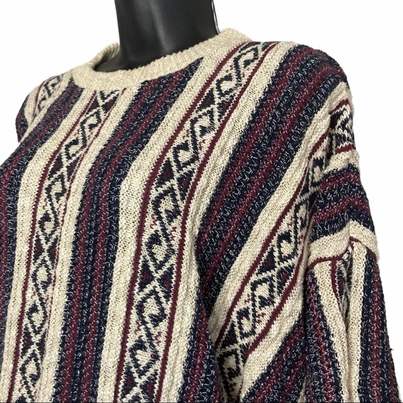 Vintage Saddlebred Geo Striped Cotton Knit Sweater - Picture 5 of 8